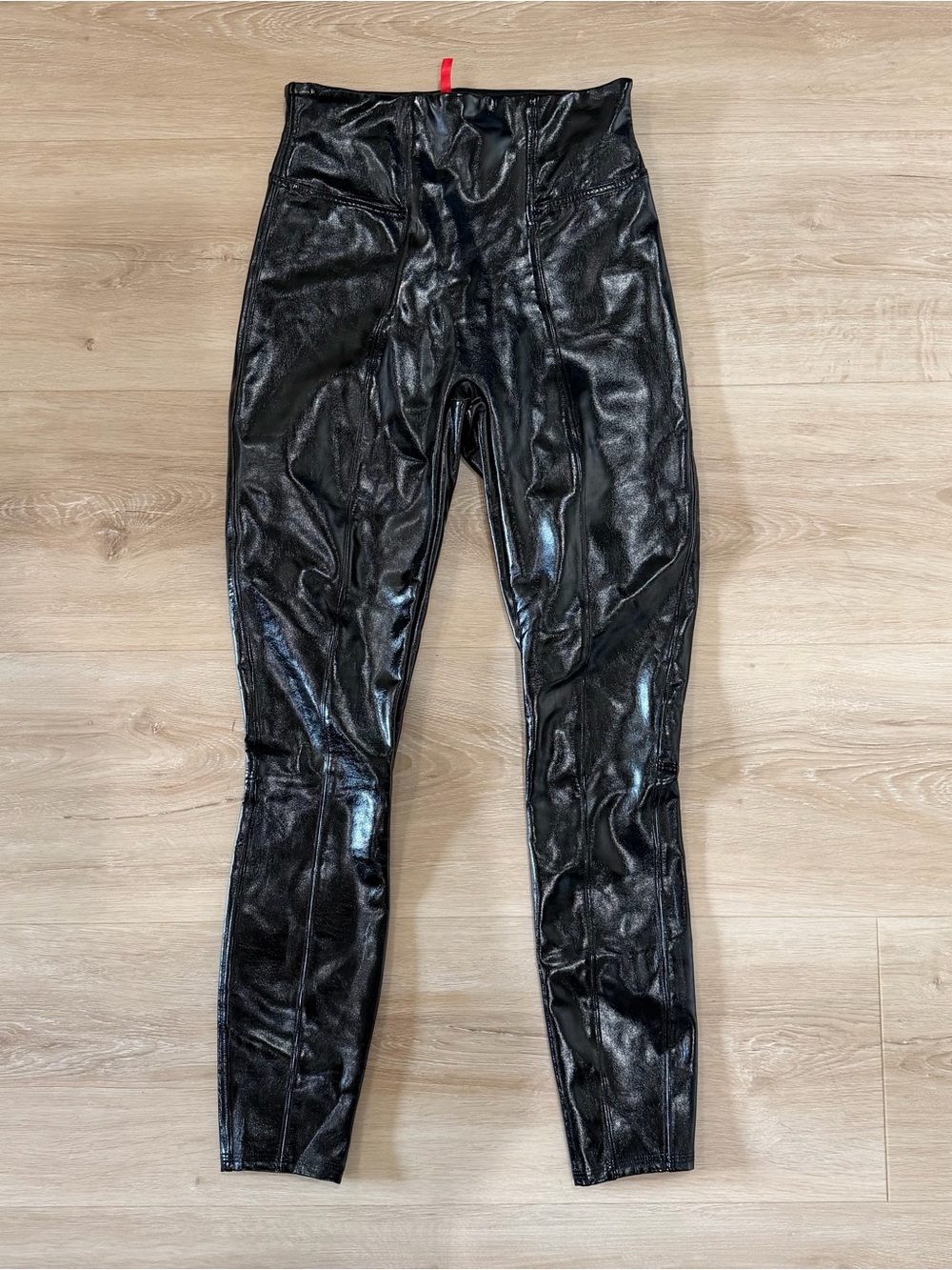 SPANX Black High-Shine Faux Leather Jeggings
